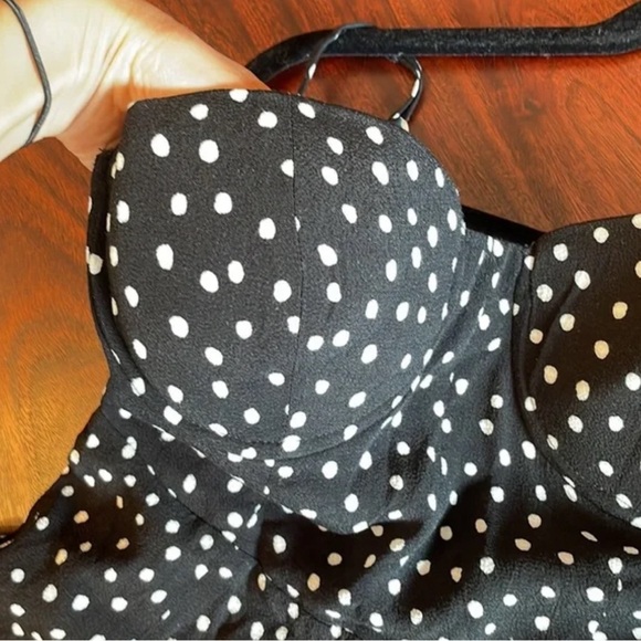 NBD Revolve Polka Dot Romper black and white corset shorts L M - Picture 4 of 5